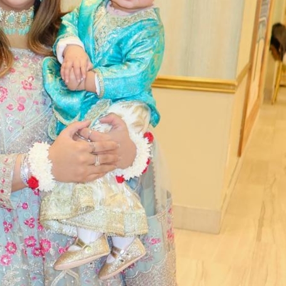 Elegant Teal and Cream Kids Matching Set - Picture 5 of 5